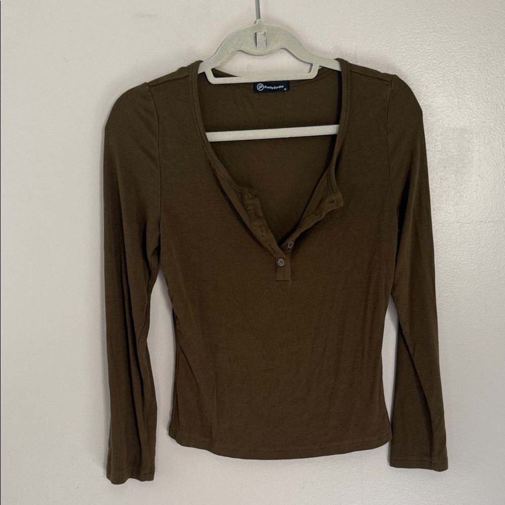 Pretty Garden Dark Olive Long Sleeve Tee